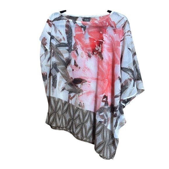 Chicos Travelers Tunic Top Medium 1 Multicolor Art To Wear Mix Print Blouse - Picture 1 of 9